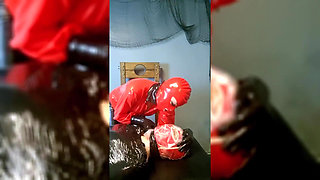 Extreme Breathplay on Mummified Slave in Latex