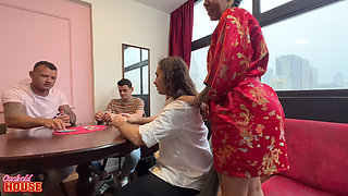 Horny Married Woman Interrupts Card Game to Screw the Players