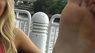 Tanned Fit Blonde Carter Cruise's First Footjob!