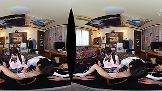 Amateur busty Asian teen sucks a dick on a rooftop