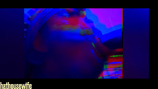 Chubby Ebony Sucking Dildo