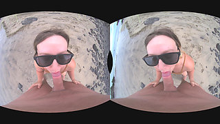 VR Outdoor POV Blowjob on the Public Beach