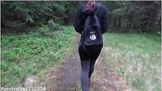 Horny Hiking Adventure Fucking A Bubble Butt Hiker Next To A Tree With Cum On Her Ass