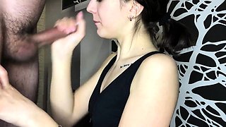 Young Bitch Deep Sucking and Taking Cum on Mouth
