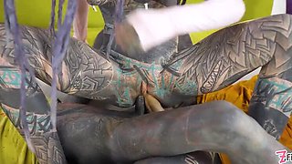Dreadlocks Girl Double Anal Threesome with Gape and Prolapse