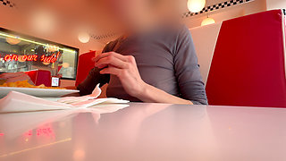 Having lunch in a restaurant wearing totaly sheer top exposing my pierced nipples and sexy boobs