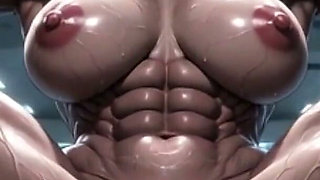 Extremely Muscular Girl Tied up in Gym - Big Clit Swollen Pussy Aroused