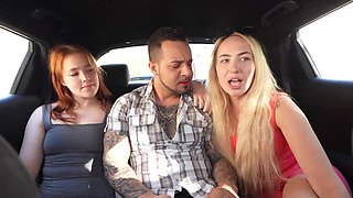 2 Lusty Plump Sexy PAWGs Swap Hefty BWC Between Their Pussies & Asses In a Hot Taxi 3-some Fantasy