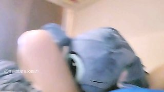 18 years old lilo fucks stitch in bed when nani's out ASMR wet sounds humping rubing pussy no pantie