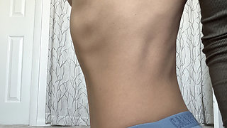 Braless Small Tits & Ck Fullback Panties Cameltoe