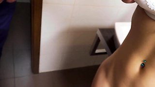 HUNT4K. Belle with red hair fucked by stranger in toilet