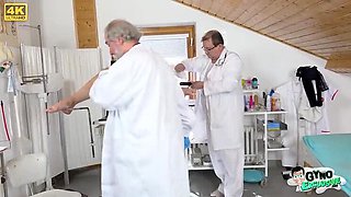 Young MILF Sarah Simons Intense Gyno Exam Threesome with Doctors in 4K