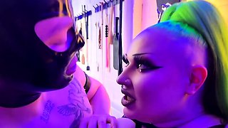 Spanking punishment for buxom BBW slave in BDSM threesome