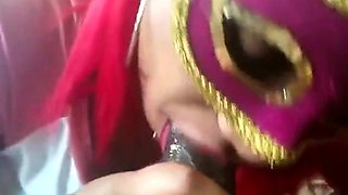 Masked Ebony Amateur Gives Blowjob and Swallows