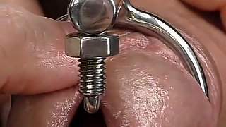 Dilation of the Hole Expanded Glans and Sperm Blockage Through Urethral Insertion of the Finger - Closeup