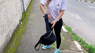 Schoolgirl publicly teases her teacher and rides him to a creampie in his car!