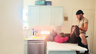 StepSon catches his ebony busty mom fucking the white neighbor.