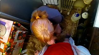 SchoolPrincess Gives Amazing Blowjob After Smoking Break in Kitchen POV