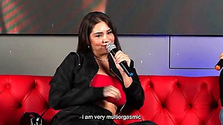 I fuck fan on live TV show in front of my cuckold boyfriend -
