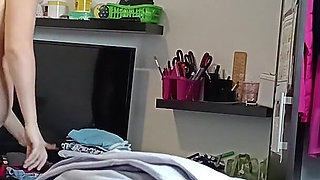 Sexy Brunette Doing Naked Chores Around the House.