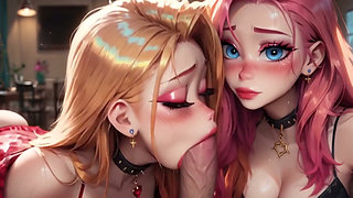 Anime Ai Two Stepsisters Blowjob Cum