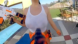 Chubby Big-Tits Lesbians Finger and Fuck Outdoors