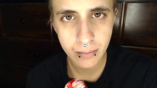 Pierced Lesbian Tongue-Fucks Wet Pussy