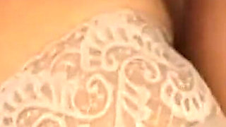 Busty MILF Fingers Hairy Pussy Dripping Wet in Lingerie