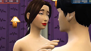 Japanese guy fucks Asian milf