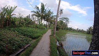 Thai GF with a big ass banged in garden