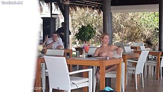 Braless Cassandras Beach Stroll