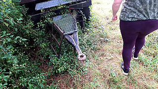 Spanking Her Naked Ass and Tits in Public