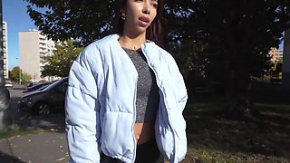 Asian babe with a nice ass receives cash for sex