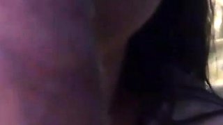 Amateur brunette in latex lingerie fucks hardcore in kitchen