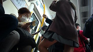 Japanese schoolgirl upskirt in public
