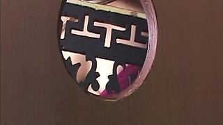 Mature MILF Sucks Hard Cock Through Glory Hole