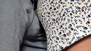 She Accidentally Touch Stranger's Dick Inside Train. He Slide His Penis Under Her Skirt and Cum