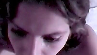 Shaved Slut Gets Cum Tits