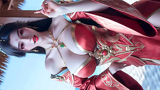 Beautiful ancient girl and her breathtaking dance AI