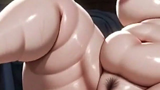 Two SSBBW Lesbian Foot Play - Submissive SSBBW Licks Feet Moaning