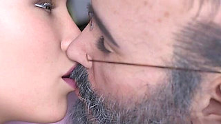 Busty Office Hot Wife Becomes Cum and Piss Slut for a Dirty Old Janitor