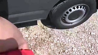 German Amateur Blowjob in Car Leads to Facial Outdoors