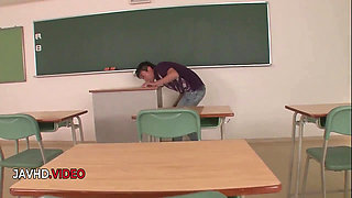 Passionate Asian Kyoka Mizusawa gives hot blowjob at school longing for more