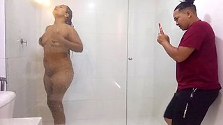 Slutty MichellPaulas Lesbian Ass-Licking Shower