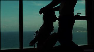 Tied Up Teen Sucks Cock With A View