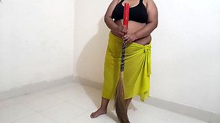 Desi Maid Gets Sexually Aroused While Sweeping the House and Has Sex with the Broom