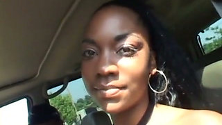 Chocolate skin honey with amazing tits gives sloppy BJ and gets facial