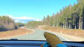 Feet on the dashboard
