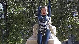 Latex slut solo anal masturbation