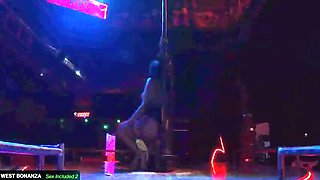 Anna visits DJ booth for a hot blowjob and handjob with sexy pole dance - Latina amateur deep throat face fuck